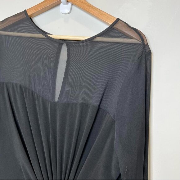 Jones Studio Womens Size 16 Black Mesh Chest Sheath Dress NEW Rosette 3/4 Sleeve - Picture 3 of 11